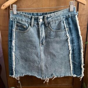 Chelsea & Violet Blue Frayed Denim Mini Skirt